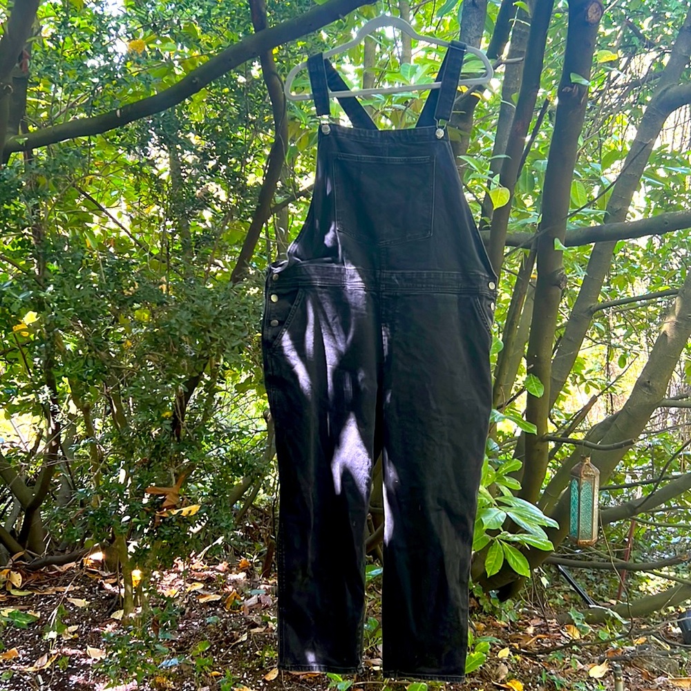 Old Navy slim-leg black denim overalls